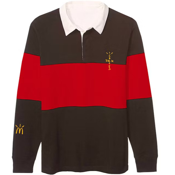 Travis Scott x McDonald's Cactus Jack Rugby Polo Shirt Brown Red Size Large
